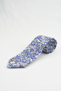 Corbata Flores Azul