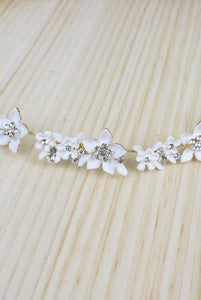 Tiara Flores Blancas Cristal