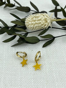 Pendientes Mini Aros Estrella Amarillos