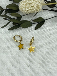 Pendientes Mini Aros Estrella Amarillos
